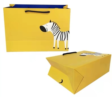 FSC ISO9001 Żółta odzież Torby papierowe Torba papierowa z nadrukiem zebry Duplex Board
