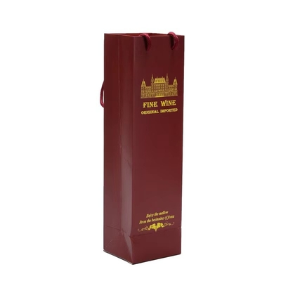 Luksusowe opakowanie na prezenty Niestandardowe drukowane butelki wina Torby papierowe Ciemne czerwone wino Butelka torby papierowe z uchwytami