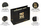 Grosgrain Handle Matowa czarna torba papierowa Gold Hot Stamping Retail Paper Torba na zakupy